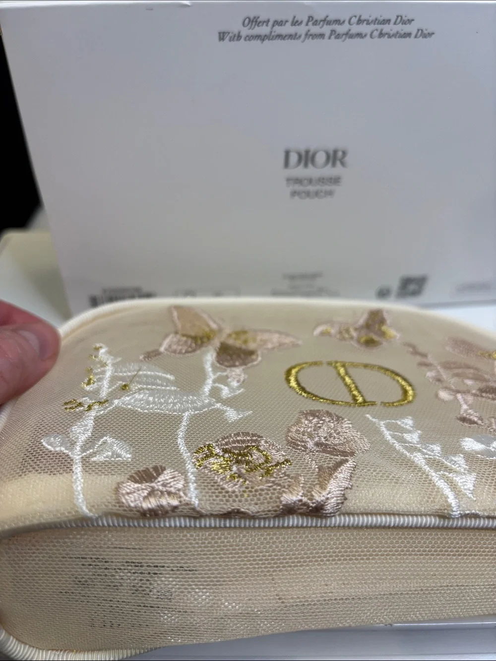 Parfums Christian Dior Embroidered Floral Cosmetic Pouch